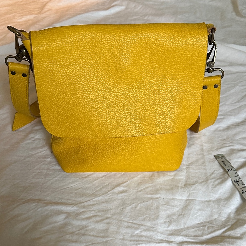Mustard Yellow Leather Crossbody Bag